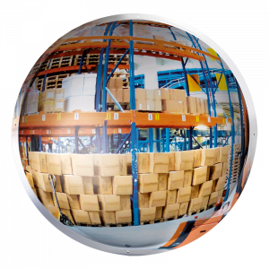 Hemispheric mirrors 1/2 sphere vertically mounted